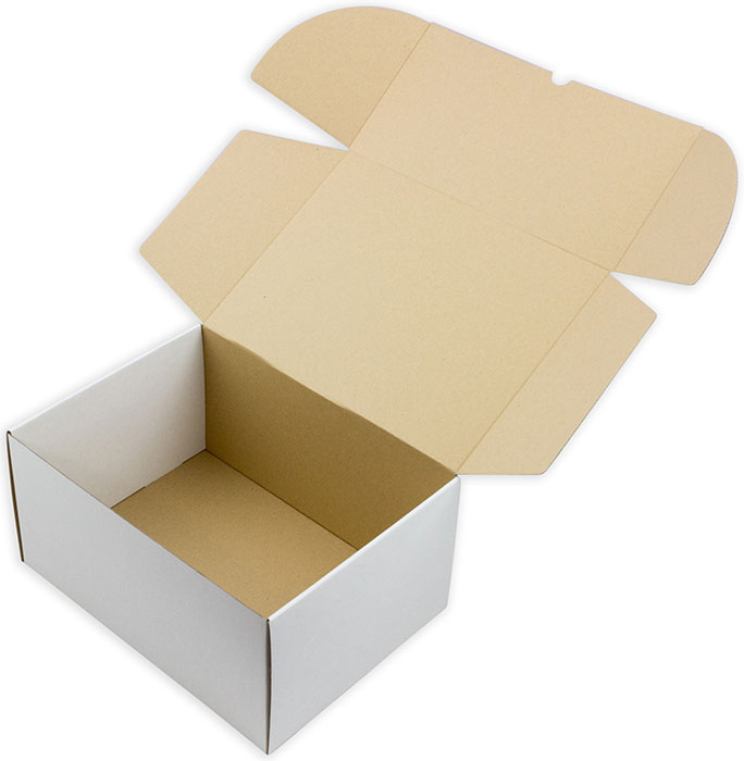 Krempelverpackung aus Wellpapp Karton weiss